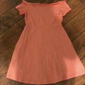 Orange/White stripped off the shoulder dress